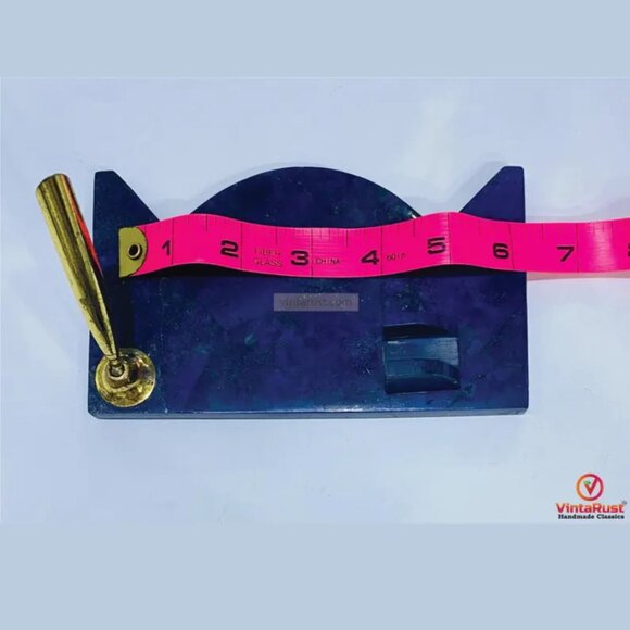 Luxury Lapis Lazuli Pen Stand: Brass Base, Desk Decor - Picture 3 of 6